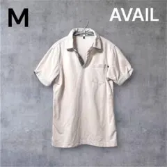 AVAIL アイボリー M ポロシャツ Vネック 無地 カジュアル 半袖 夏 春のサムネイル