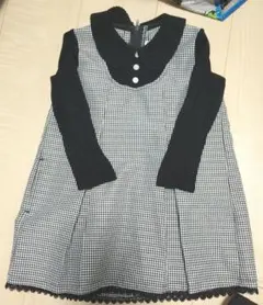 チェック柄長袖ドレス 100cm