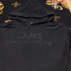 CDG　ギャルソン　XL　ロゴ　スウェットパーカー　オールブラック　古着