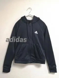 【アディダス】レディース　パーカー　フルジップ　トレーニングウェア　ネイビー　S