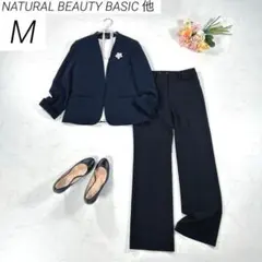 プルメリエ × NBB　パンツスーツ　オフィスウェア　2点セット　紺黒　M