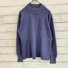 BonVent ニット セーター 長袖 ウール混 ミセス 婦人服 カジュアル 青