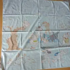 【新品未使用】動物イラストの綿プリント生地 約100cm x 100cm大風呂敷