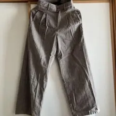 チェック柄 ワイドパンツ タック入り