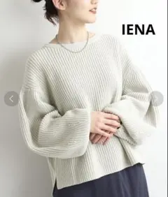 IENA片畦ボリームスリーブ クルーネック プルオーバー ナチュラル Free
