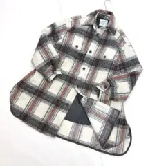 コーエン（F）シャギーCPOジャケット ロング丈 チェック柄 ウール混ゆったり