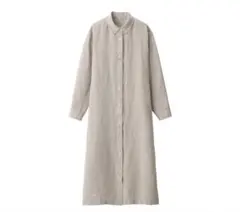 【美品】MIJI ムジ 無印良品＊リネン洗いざらし長袖シャツワンピース　生成