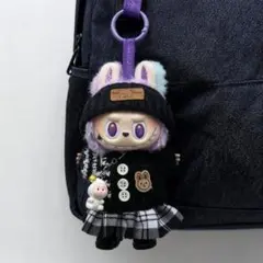 ラブブ洋服Labubuぬいぐるみ着17cm着せ替え服ぬい服　5点セット　黒