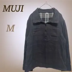 無印良品 シャツ スタンドカラーチェック 綿100% ナチュラル シンプル M