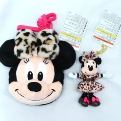 ミニーマウス ヒョウ柄 豹柄 レオパード柄 ショルダーバッグ ぬいぐるみチャーム