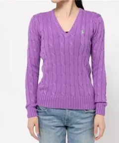 Polo Ralph Lauren パープル Vネックセーター L
