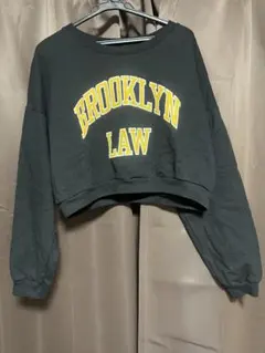 黒 短丈スウェットクロップドスウェット One Size