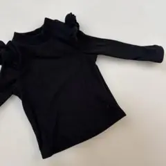 黒ニット　フリル　70cm 6-9m ブラック　黒トップス