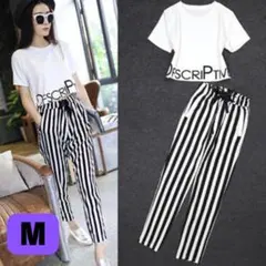♥新商品♥ストライプ　半袖　Tシャツ　セットアップ　韓国　Y2K　ダル着　ゆるT