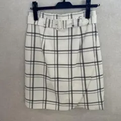 ミッシュマッシュ　ラップタイトスカート　チェック　白　Sのサムネイル