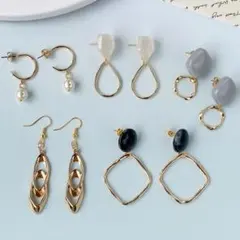 ピアス５点セット／大人可愛い／毎日コーデ　オフィスコーデに　ハンドメイド