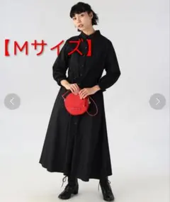 美品　トゥービーバイアニエスベー シャツワンピース 丸襟　Aライン ブラック　M ワンピース｜To b. by agnès b.（トゥービー バイ アニエスベー
