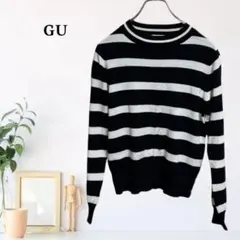 zC1809【M】GU ニット/セーター ボーダー クルーネック ボタン