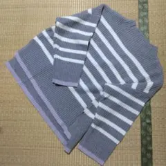 (M)グレーと白のボーダーニットセーター
