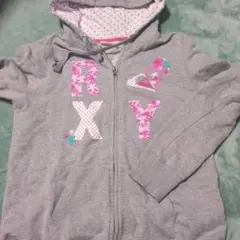 Roxy フラワー柄 ロゴパーカー Lサイズ グレー
