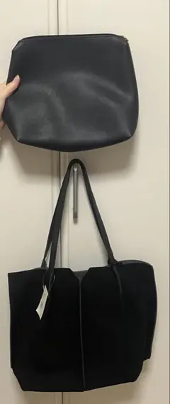 インバッグ付き　肩掛け　トートバッグ ブラック