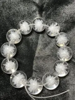 高透明天然水晶 クリスタル 大玉18.5mm 内径17cm 人工クラック加工 
