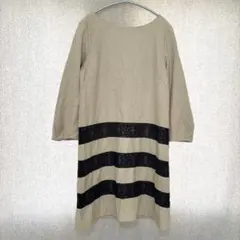 美品✦NaturalBeautyBasicワンピース ゆったりM ベージュ裏地付