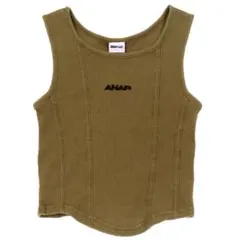 新品 ANAP ユーズド 加工 コルセット タンク S カーキ ブラウン ガール