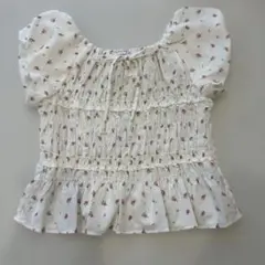 COLZA 花柄 シャーリング ブラウス Mのサムネイル