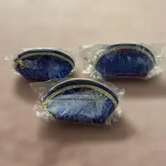 台湾土産　ドーム型小ポーチ 青色3点セット