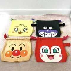 新品・未使用　アンパンマン キャラクター巾着袋 4種類セット