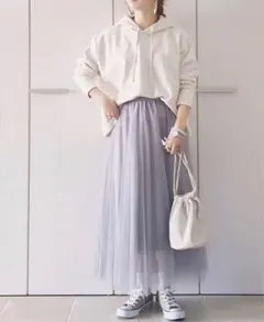 GU チュールプリーツロングスカート