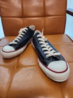 【超美品フラットヘッド 黒レザー スニーカー 27cm　CONVERSEのサムネイル