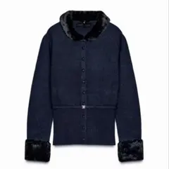 ZARA ザラ コントラストニットフェイクファージャケット