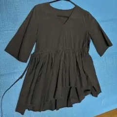 黒 五分袖 フレアチュニック