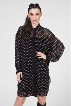 DIESEL スカルドット シースルー切替 ロングシャツ