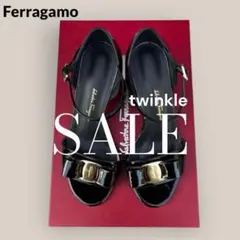 正規品　Ferragamo★フェラガモ★ブラックエナメルサンダル