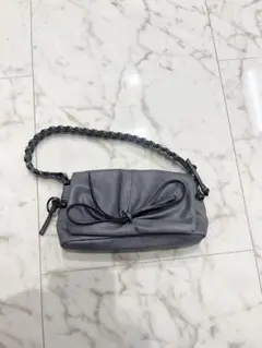 ザラグレー リボン付き ショルダーバッグ