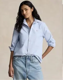 ポロラルフローレン クラシックフィットライトブルーコットンオックスフォードシャツ
