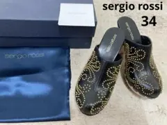 sergio rossi ブラック ミュール ゴールドバンド - メルカリ