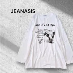 JEANASIS 襟カットオフ　ヴィンテージプリント　ロングスリーブTシャツ