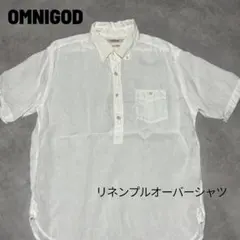OMNIGOD 麻100% リネンプルオーバー半袖シャツ 4 日本製のサムネイル
