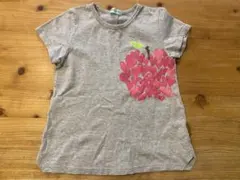 ハッカキッズ 半袖Tシャツ グレー ハート りんご サイズ130のサムネイル