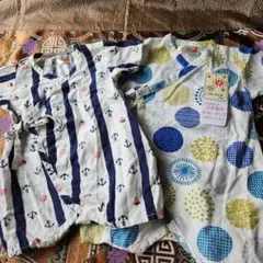 未使用タグ付＆美品日本製 甚平ロンパ２枚