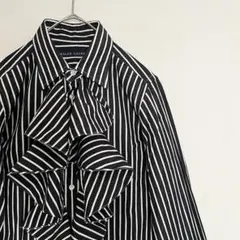 バーバリーロンドン ブルーレーベル フリルブラウス ストライプ ロゴ