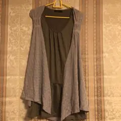 グレージュ ノースリーブチュニック
