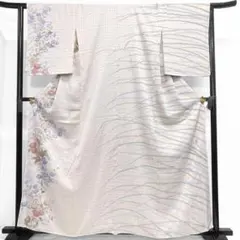 訪問着　作家もの　泰三　芝草　菊花　乱菊　桔梗　花模様　着物　081b