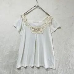 OPAQUE/カットソー/38/コサージュ パール 花柄 リボン 日本製のサムネイル