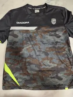 DIADORA ディアドラカモフラ切替・背中メッシュデザインTシャツ サイズM