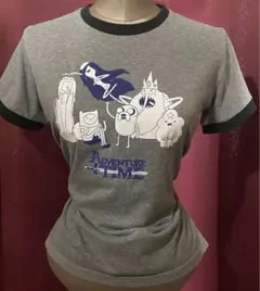 アドベンチャー・タイム Tシャツグレー カートゥーン 平成 y2k 古着